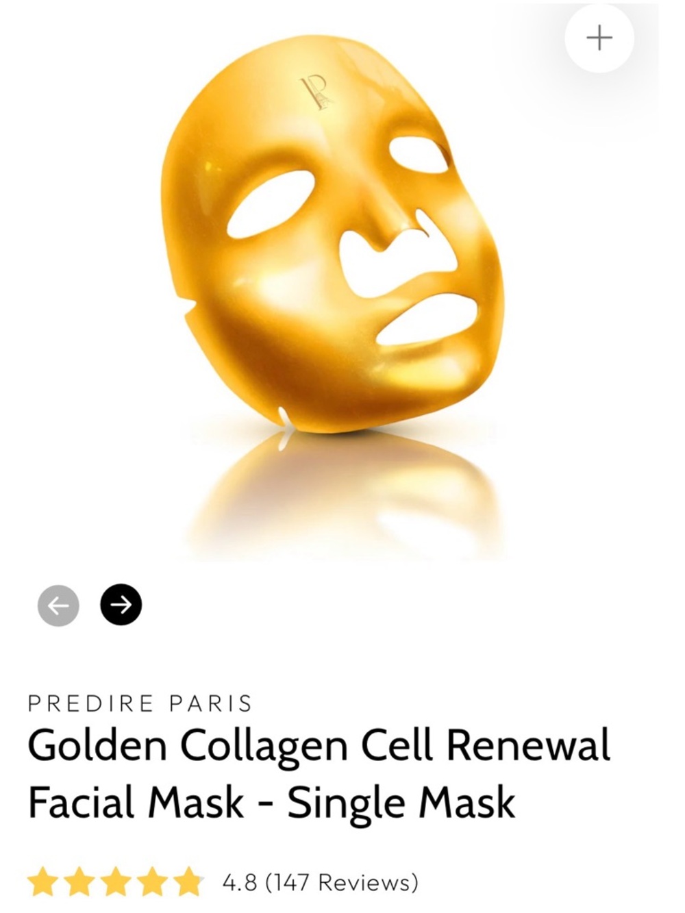 Predire Paris Golden Collagen Renewal Facial Mask - Gold